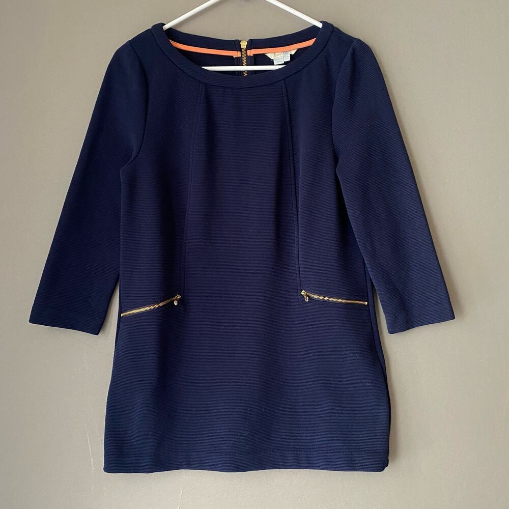 Anthropologie Boden sz‎ 6 blue ribbed cotton mod top
